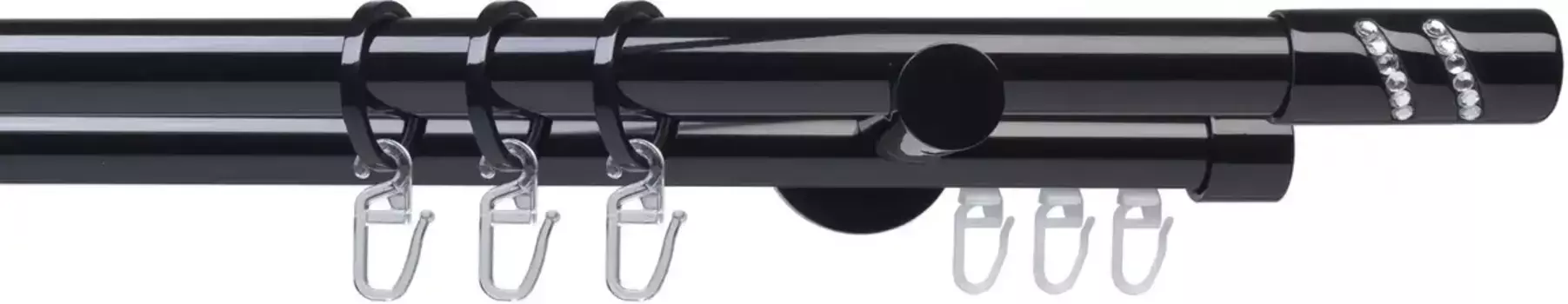 Карниз Liedeco "Готовый комплект 20 мм Piano Boston", 2 направляющие, фиксированный размер, карниз в сборе 240 см, 20 мм, черный