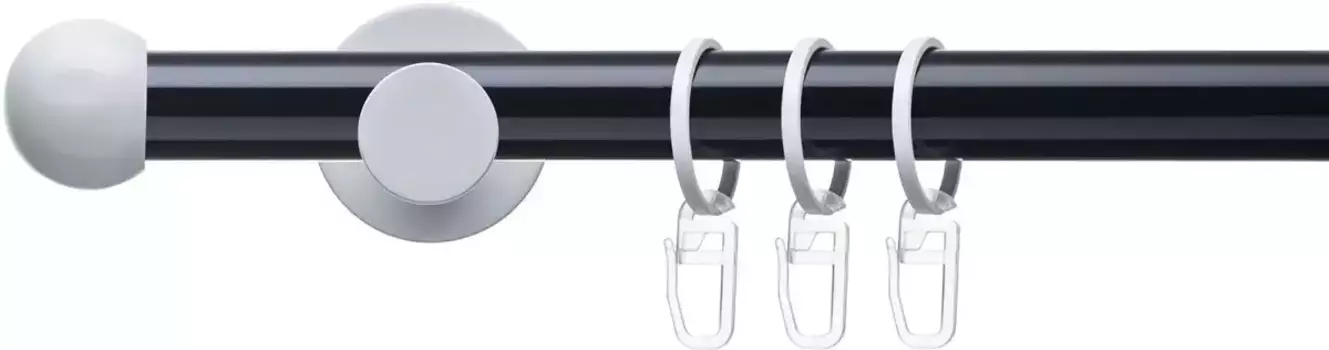 Карниз Liedeco "Готовый комплект 20 мм Power Celebration ball", 1 направляющая, фиксированный размер, полный карниз 160 см, 20 мм, черно-белый