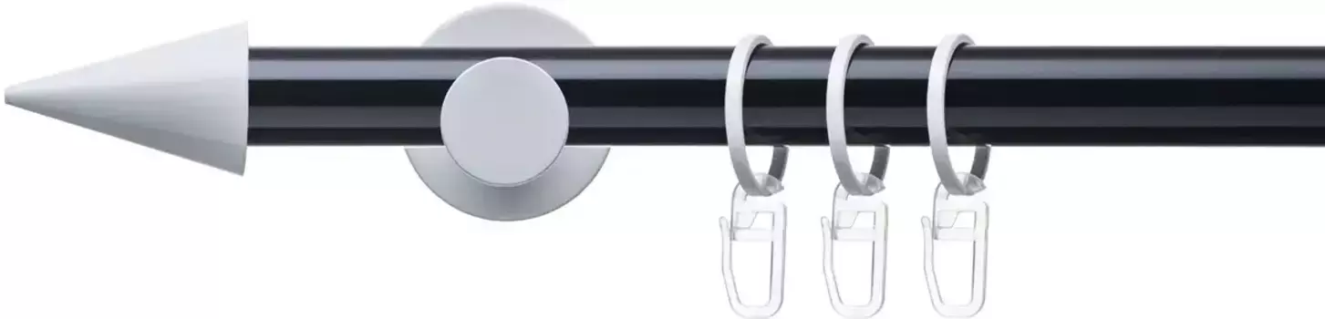 Карниз Liedeco "Готовый комплект 20 мм Power Celebration Lace", 1 направляющая, фиксированный размер, полный карниз 200 см, 2 мм, черно-белый