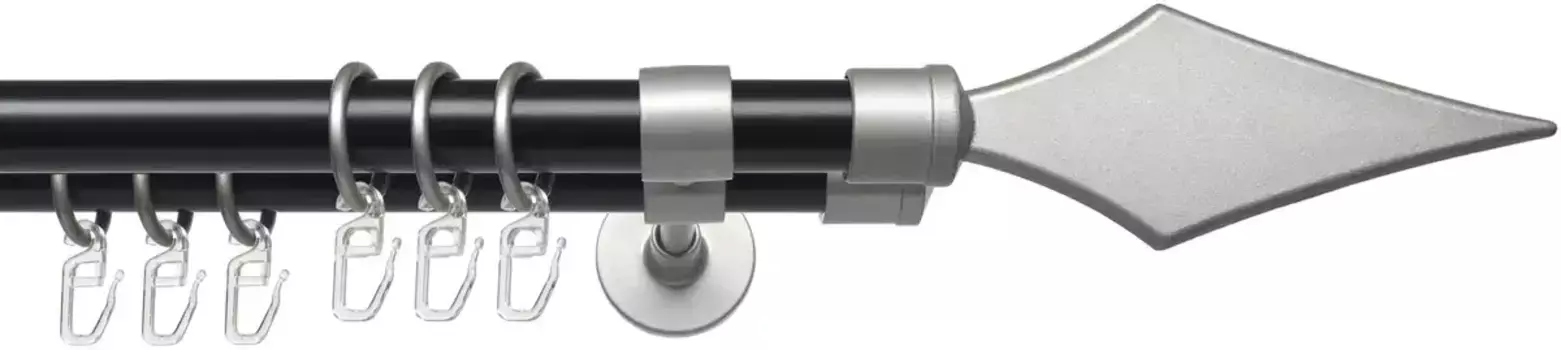 Карниз Liedeco "Hektor", 2-х направляющий, фиксированного размера 200 см, 20 мм, цвет schwarz-silber