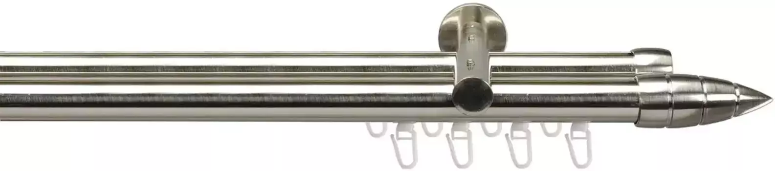 Карниз Liedeco, имитация нержавеющей стали Menorca, 2 направляющие, фиксированный размер 240 см, 20 мм, цвет edelstahlfarben