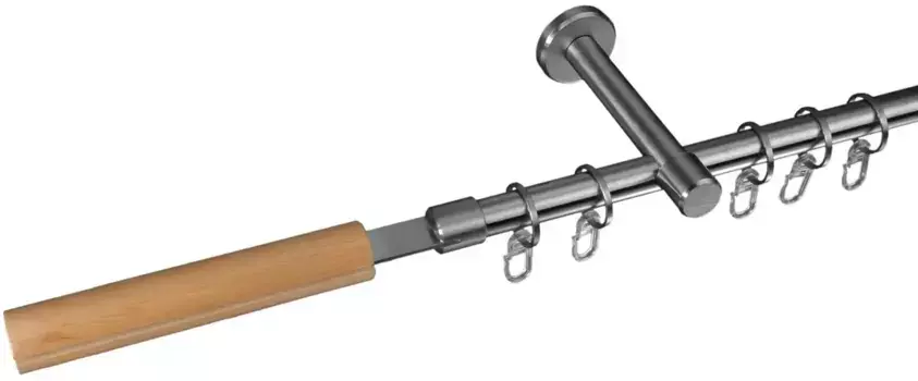 Карниз Liedeco "Kolding style", 1 направляющая, фиксированного размера, 1 направляющая фиксированного размера 16 мм 200 см, 16мм, цвет edelstahlfarben