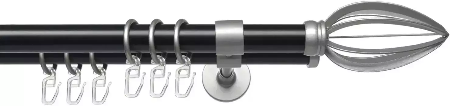 Карниз Liedeco "Lan Cast", 2 направляющие, фиксированный размер 240 см, 20 мм, черный/серебристый