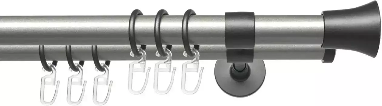 Карниз Liedeco "Lan Scan", 2 направляющих, фиксированного размера, 2 направляющих фиксированного размера, 20 мм 120 см, 20 мм, цвет silberfarben/anthrazit