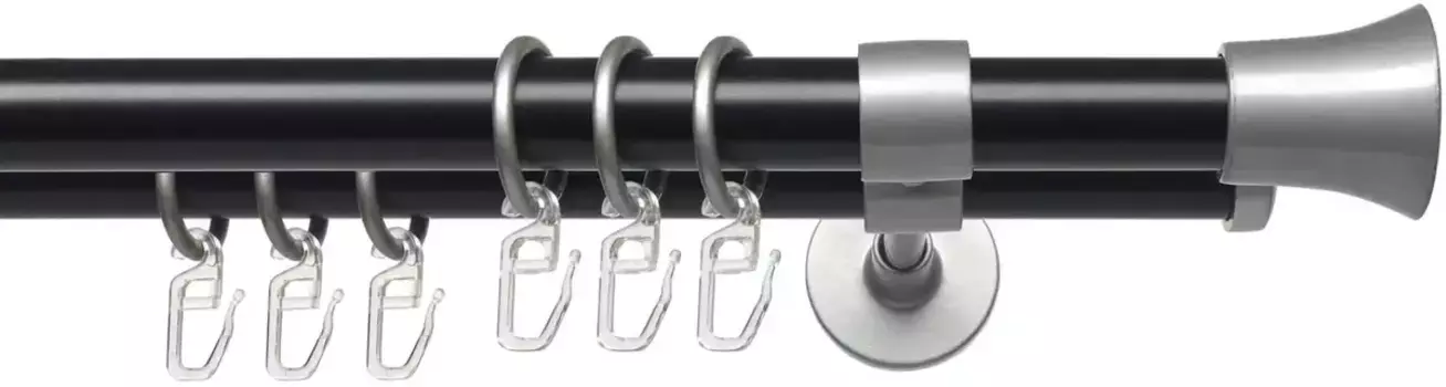 Карниз Liedeco "Lan Scan", 2 направляющих, фиксированного размера, 2 направляющих фиксированного размера, 20 мм 200 см, 20 мм, цвет schwarz-silber