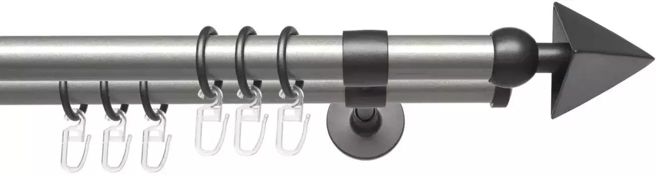 Карниз Liedeco "Lan Spear", 2 направляющих, фиксированного размера, 2 направляющих фиксированного размера, 20 мм 120 см, 20 мм, цвет silberfarben/anthrazit