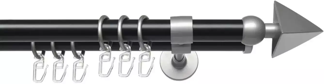 Карниз Liedeco "Lan Spear", 2 направляющих, фиксированного размера, 2 направляющих фиксированного размера, 20 мм 120 см, 20 мм, цвет schwarz-silber