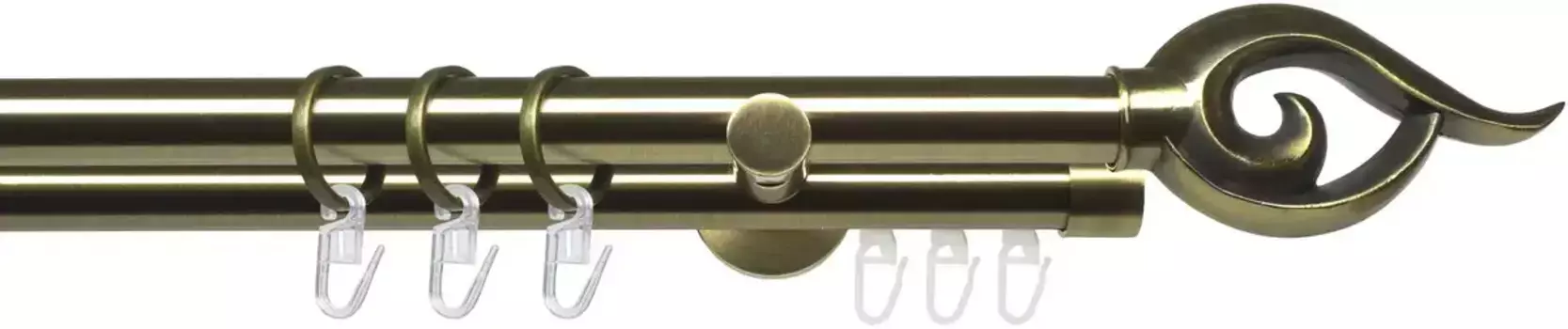 Карниз Liedeco "Style set 20 мм Blues Bessie", 2 направляющие, фиксированный размер, карниз в сборе 160 см, 2 мм, цвет messingfarben