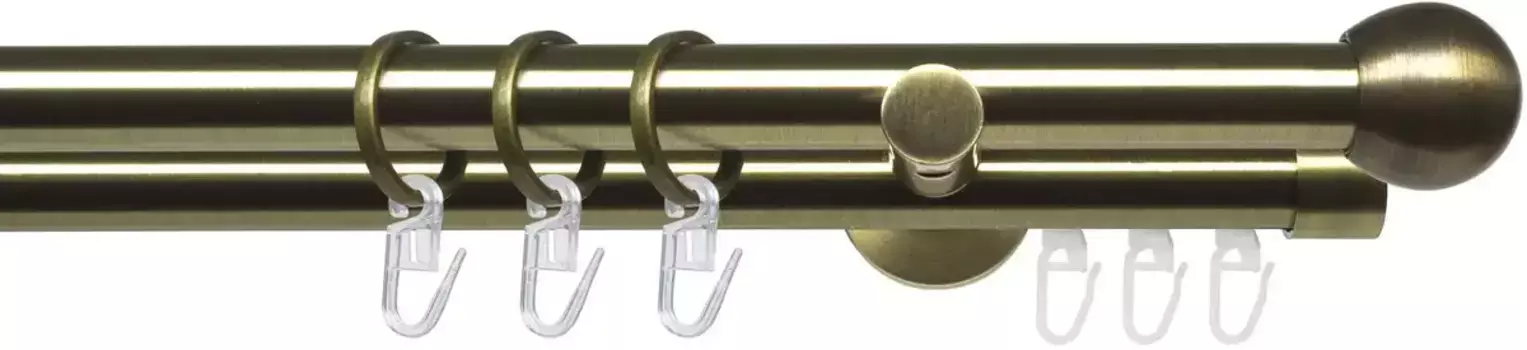 Карниз Liedeco "Style set 20 мм Blues ball", 2 направляющие, фиксированный размер, карниз в сборе 160 см, 2 мм, цвет messingfarben