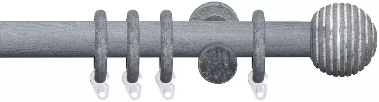 Карниз Liedeco "Terra ball с полосками", 1 направляющая, фиксированный размер 240 см, 28мм, цвет kalkgrau