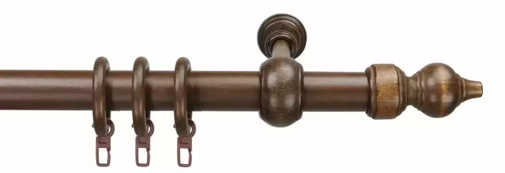 Карниз Liedeco "Thuringia", 1 направляющая, фиксированный размер 200 см, 28мм, цвет nussbaum