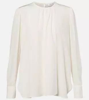 Карол драпированная шелковая блузка Max Mara, Bianco Seta