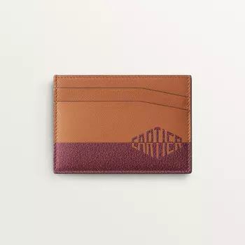 Картхолдер Cartier Porte-cartes double, Cartier Losange Shadow, телячья кожа карамельного и бордового цвета
