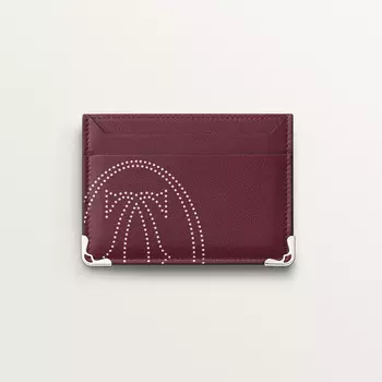 Картхолдер Cartier Porte-cartes double, Must de Cartier, телячья кожа бордового цвета с принтом логотипа xl dots