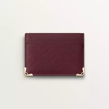 Картхолдер Cartier Porte-cartes double, Must de Cartier, телячья кожа бордового цвета с перфорированным логотипом