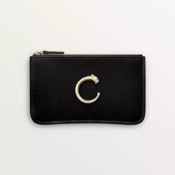 Картхолдер Cartier Porte-cartes zipp, Panthre C de Cartier, черная телячья кожа
