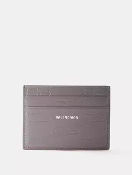 Картхолдер cash из кожи с тиснением bb Balenciaga, серый