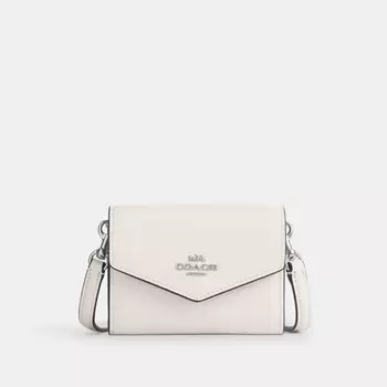Картхолдер COACH Mini Envelope Wallet With Strap, серебряный/шелковый