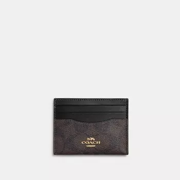 Картхолдер COACH Slim Id, золотой/коричневый/черный