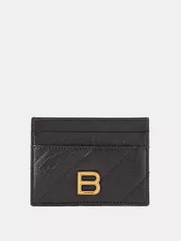 Картхолдер crush из мятой кожи Balenciaga, черный