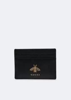 Картхолдер GUCCI Animalier leather cardholder, черный
