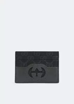 Картхолдер GUCCI Interlocking G cut-out card case, серый