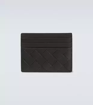 Картхолдер из кожи intrecciato Bottega Veneta, зеленый