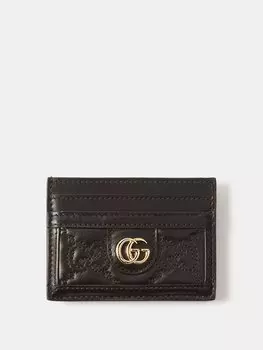 Картхолдер из кожи матлассе с узором gg Gucci, черный