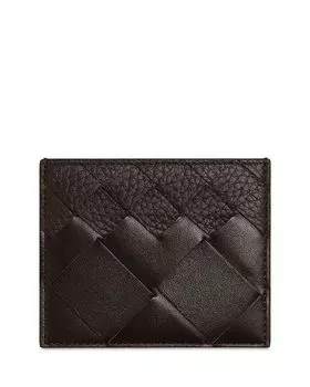 Картхолдер из кожи Nappa с узором Intrecciato Vichy Bottega Veneta, коричневый