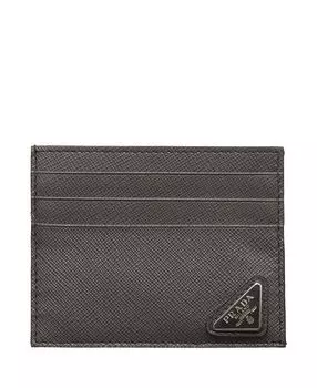 Картхолдер из кожи Saffiano Prada, серый