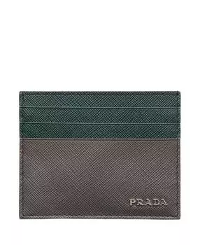 Картхолдер из кожи Saffiano Prada, серый