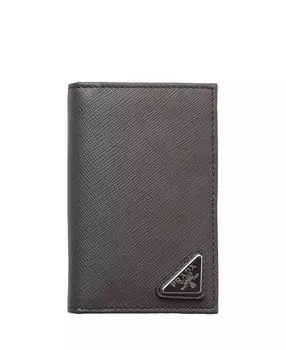 Картхолдер из кожи Saffiano Prada, серый