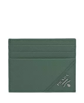 Картхолдер из кожи Saffiano Prada, зеленый