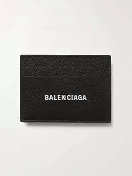 Картхолдер из натуральной кожи с принтом логотипа BALENCIAGA, черный