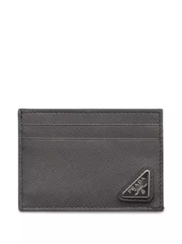 Картхолдер из сафьяновой кожи Prada, серый