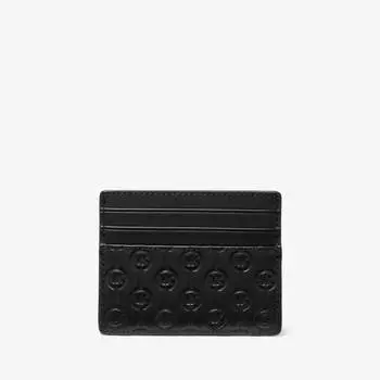 Картхолдер Michael Kors Hudson Logo Embossed Leather Tall, черный