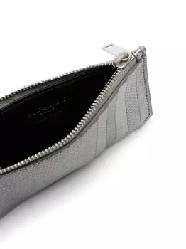 Картхолдер с эффектом металлик Saint Laurent, серебристый