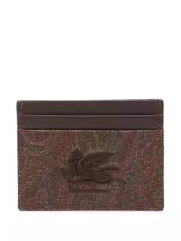Картхолдер с вышитым логотипом ETRO, коричневый