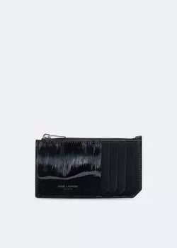 Картхолдер SAINT LAURENT Fragments zipped card case, черный