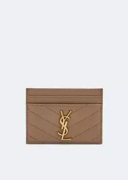 Картхолдер SAINT LAURENT Monogramme card case, коричневый