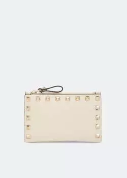 Картхолдер VALENTINO GARAVANI Rockstud coin purse card holder, бежевый