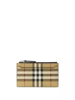 Картхолдер в клетку Burberry, коричневый