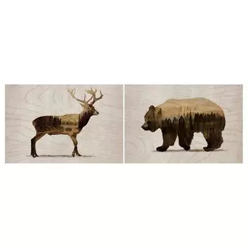Картина, 2 шт, Дикие животные II, 30х20 см ,мультиколор, BJRNAMO IKEA