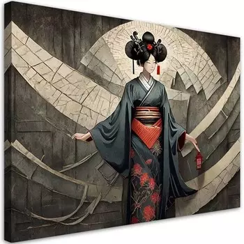 Картина арт-принт KUNSTLOFT Geisha with Lantern, серый
