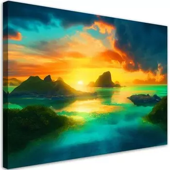 Картина арт-принт KUNSTLOFT Radiant Ocean Sunset 2, сиреневый