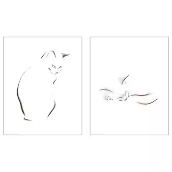 Картина, эскиз кота, 40х50 см ,мультиколор, BILD IKEA