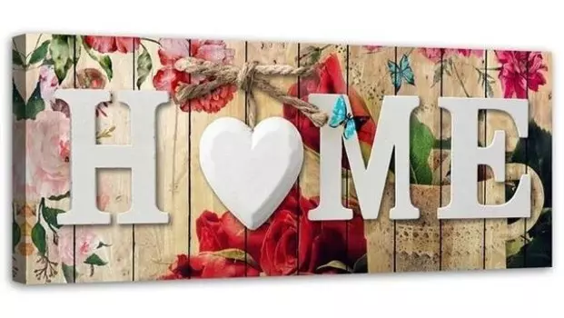 Картина Feeby Home Herz Holz Blumen Shabby Chic, красочный