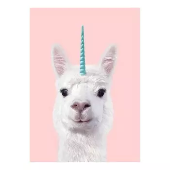 Картина на холсте A.S. Cration Alpaca Unicorn цвет pink/wei