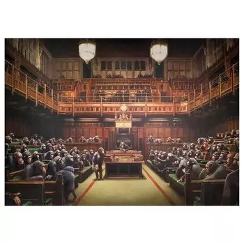 Картина на холсте A.S. Cration Banksy Devolved Parliament, коричневый