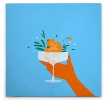 Картина на холсте A.S. Cration Flower Glass 2 цвет blauweissgrngelbbraun